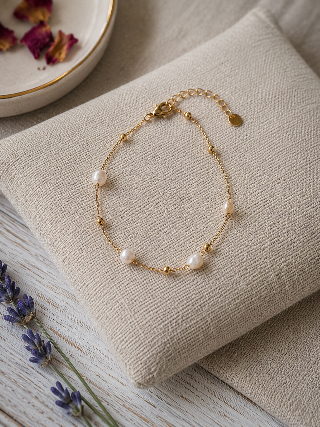 Bracelet avec perles blanches