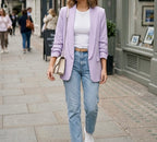 Blazer avec manches froncées beige ou lilas