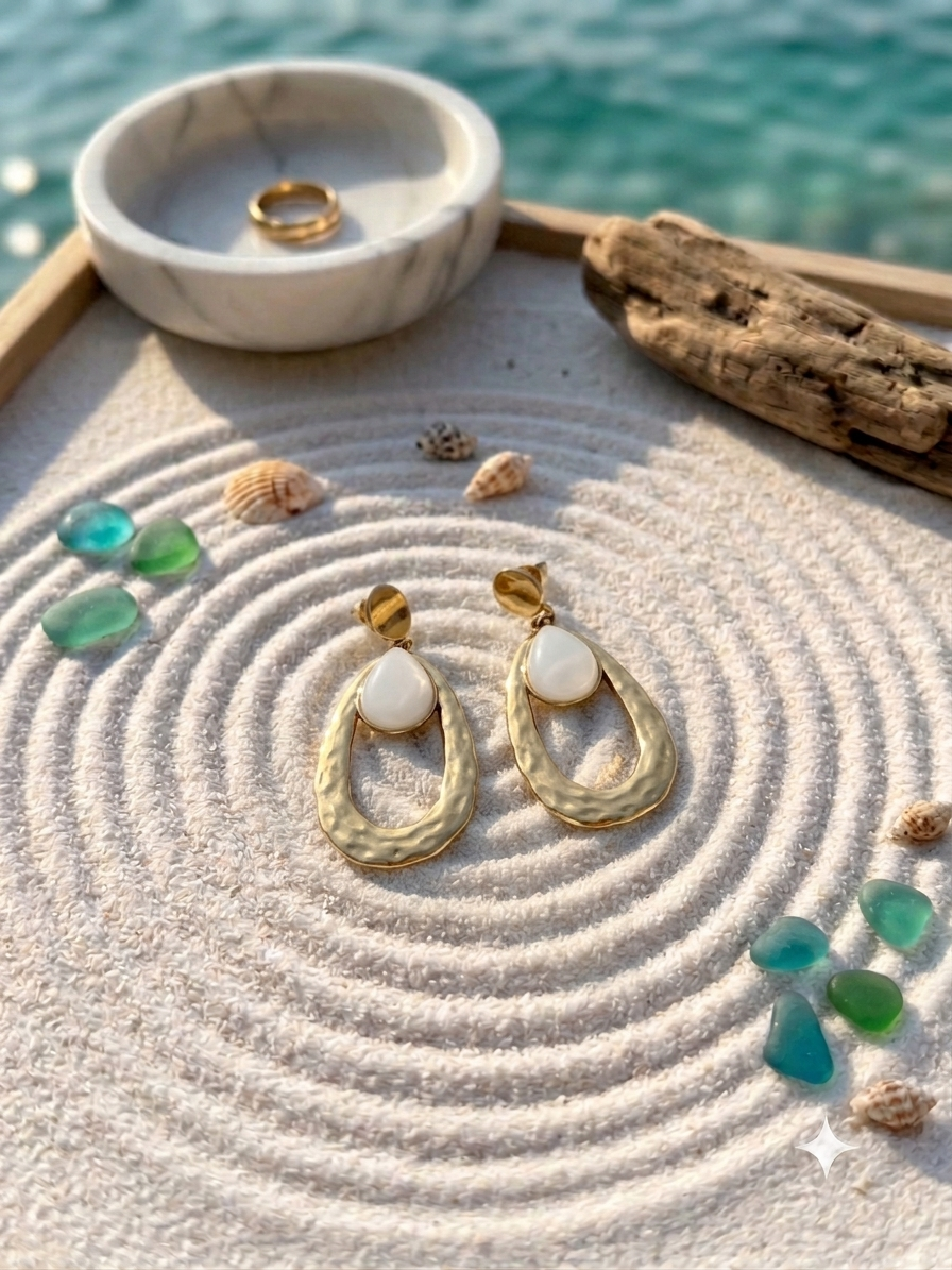 Boucles d’oreilles en acier inoxydable avec pierre