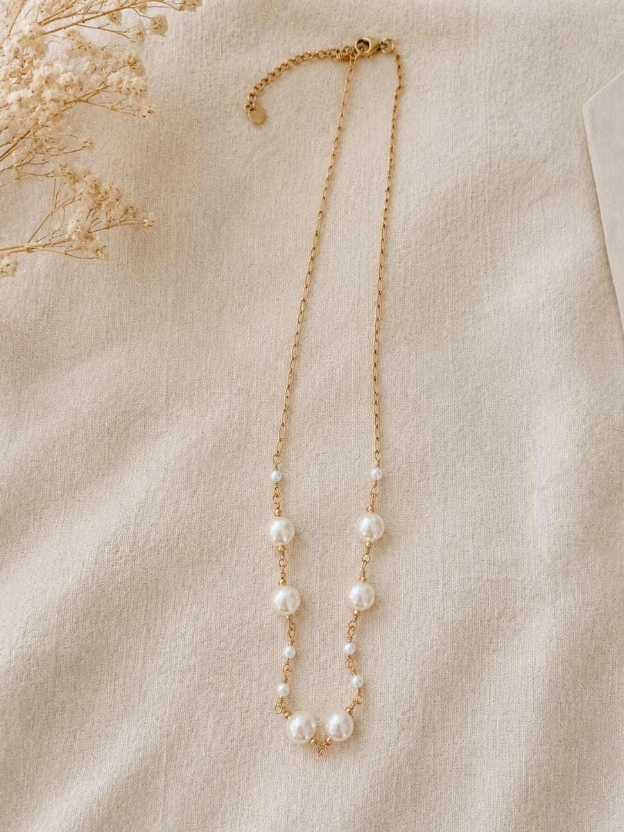 Collier en acier inoxydable avec perles