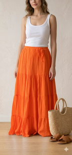 Jupe maxi blanche et orange