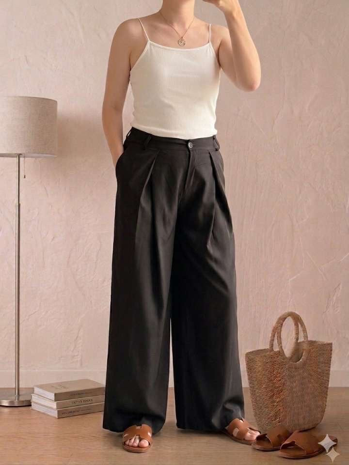 Pantalon habillé large fluide léger et confortable