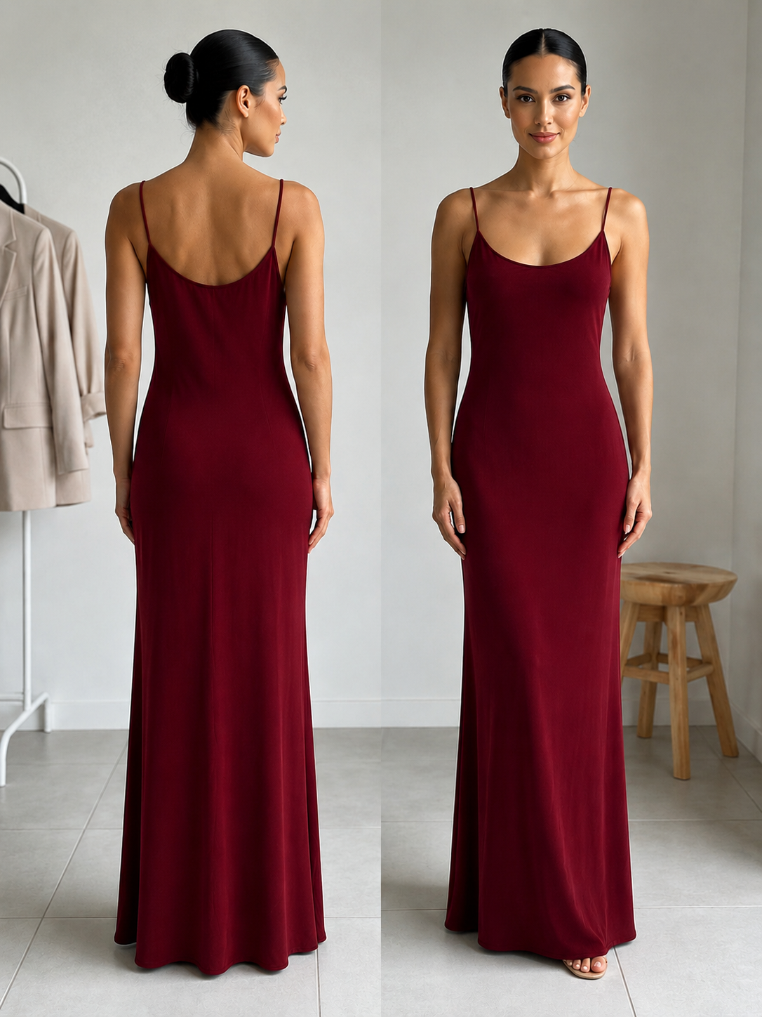 Robe longue bordeaux légère et confortable